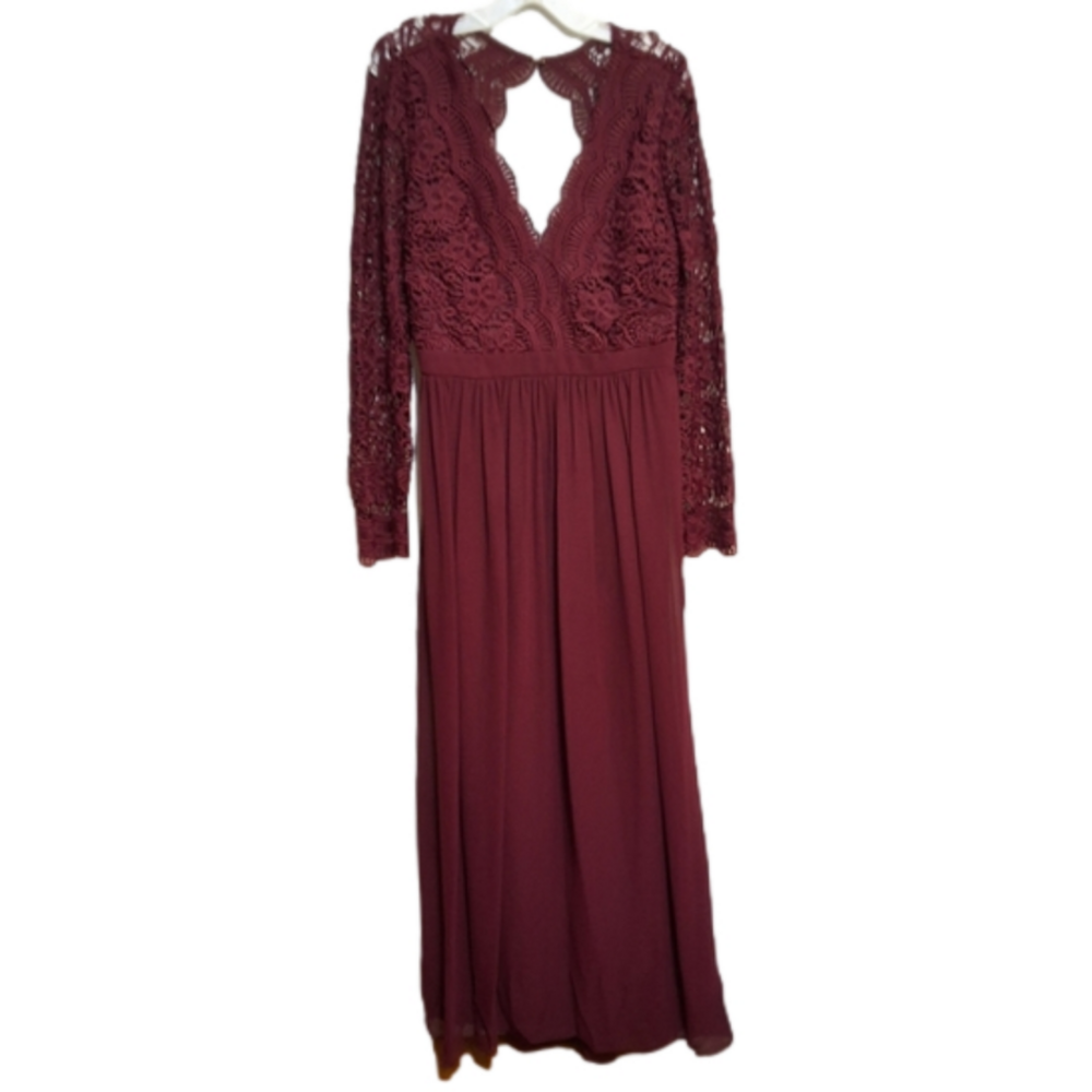 Lulu's Burgundy Lace Backless Dress